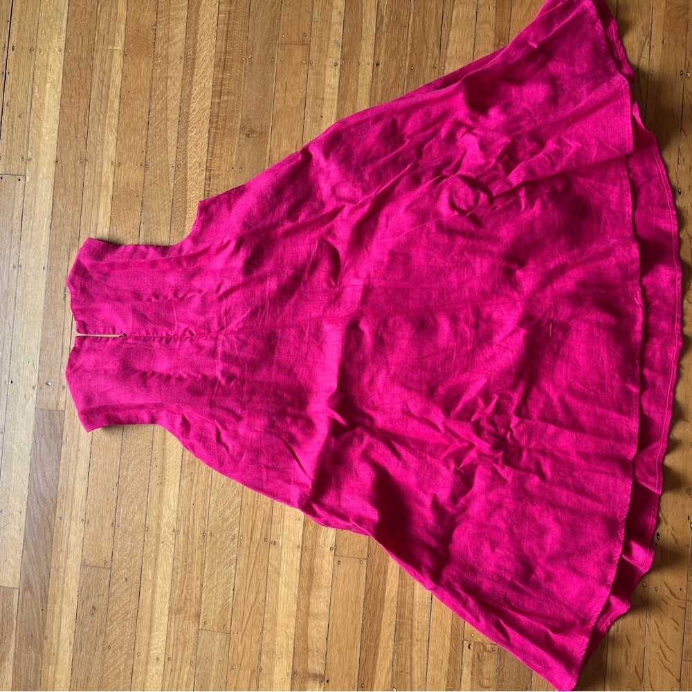 The Keiko Mini Dress by Maeve Anthropologie Small S fuchsia hot pink linen - Picture 2 of 6